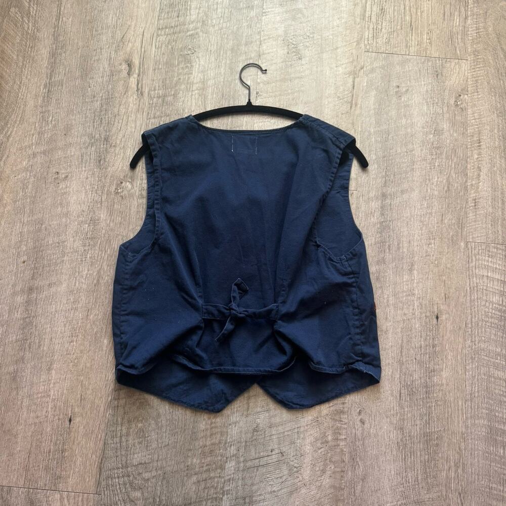 Vintage 90s Tantrums Embroidered Fall Vest Womens Large Navy Cottagecore Boho - Picture 3 of 6